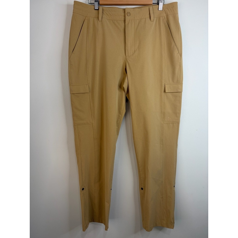 LL Bean Vista Camp Pants Womens 16 Tan Khaki Stretch Cargo Convertible Hiking